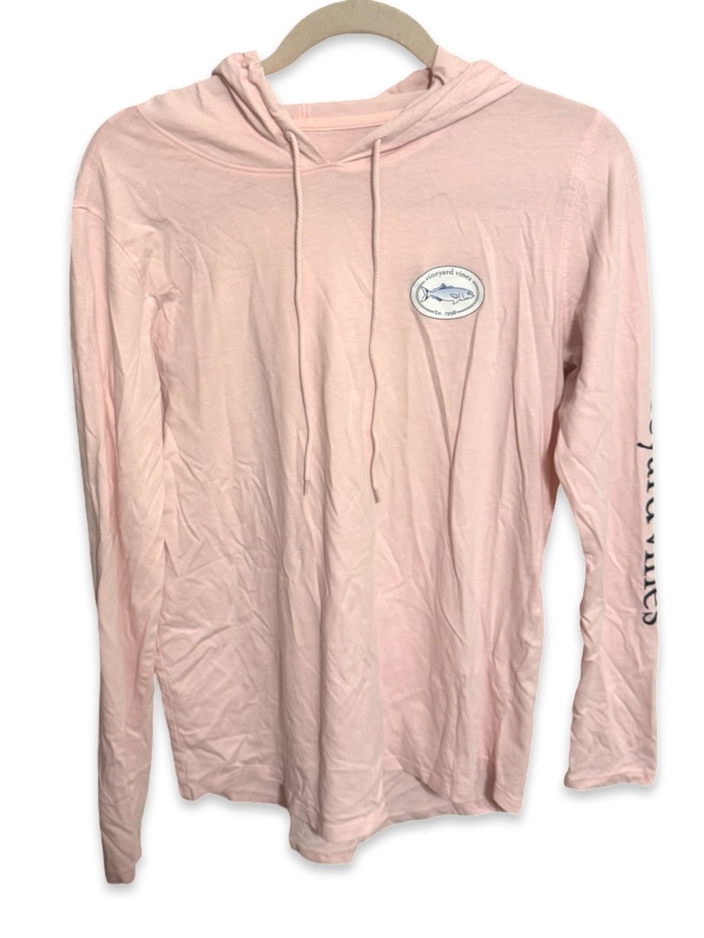 Vineyard Vines Women’s Light Pink Hooded Graphic Tee Long Sleeve Size Small - Picture 1 of 11